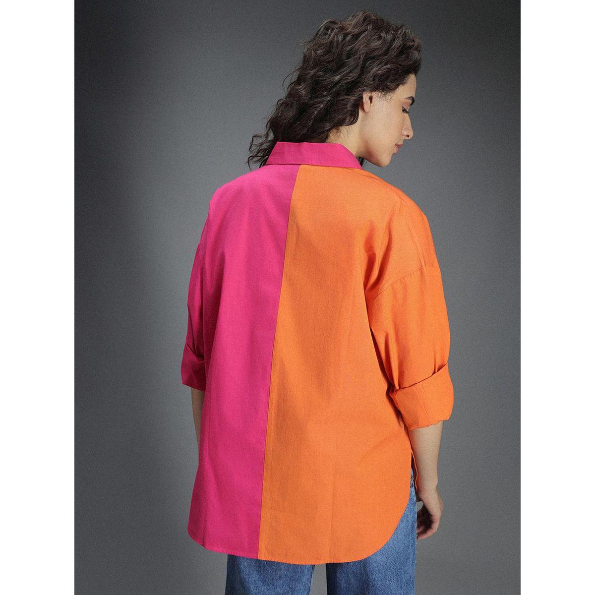 بلوزة فضفاضة بنمط كتل الالوان هاي ستار × ستايلي-women-clothing-shirtsandblouses-shirts-image-3