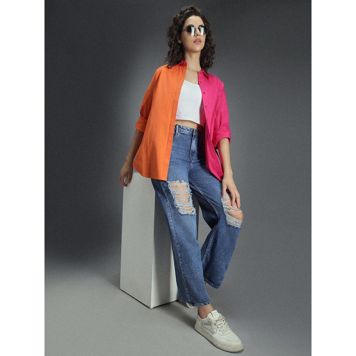 بلوزة فضفاضة بنمط كتل الالوان هاي ستار × ستايلي-women-clothing-shirtsandblouses-shirts-image-5