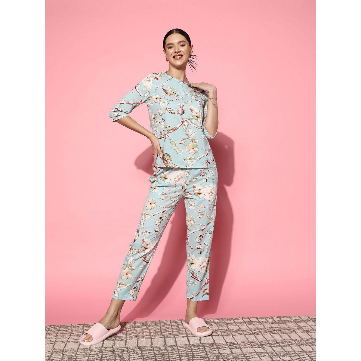 Sanskrutihomes X Styli  Floral Print 3/4 Sleeves Top & Pyjama Set-women-clothing-nightwear-pyjamas-longsets-image-1