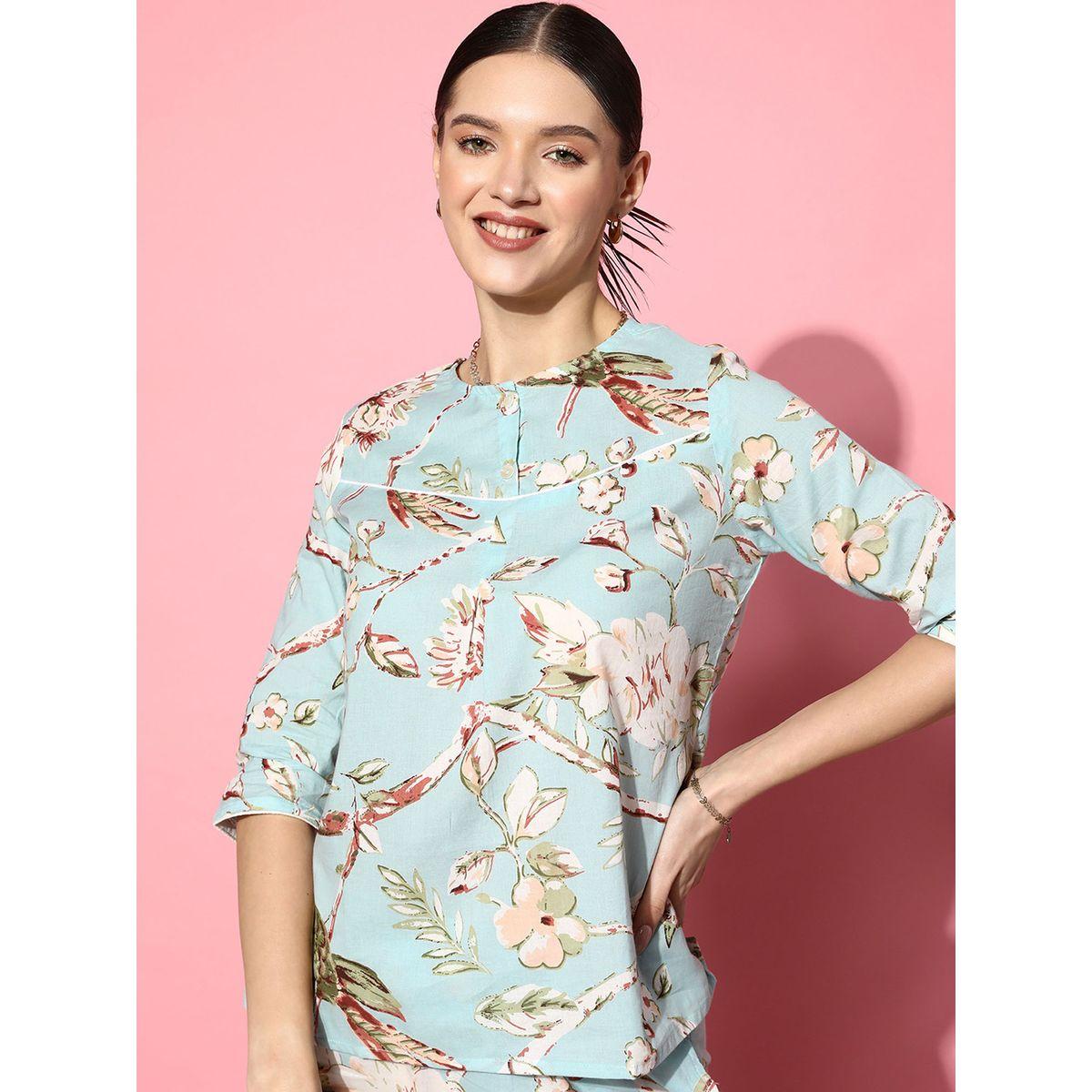 Sanskrutihomes X Styli  Floral Print 3/4 Sleeves Top & Pyjama Set-women-clothing-nightwear-pyjamas-longsets-image-2