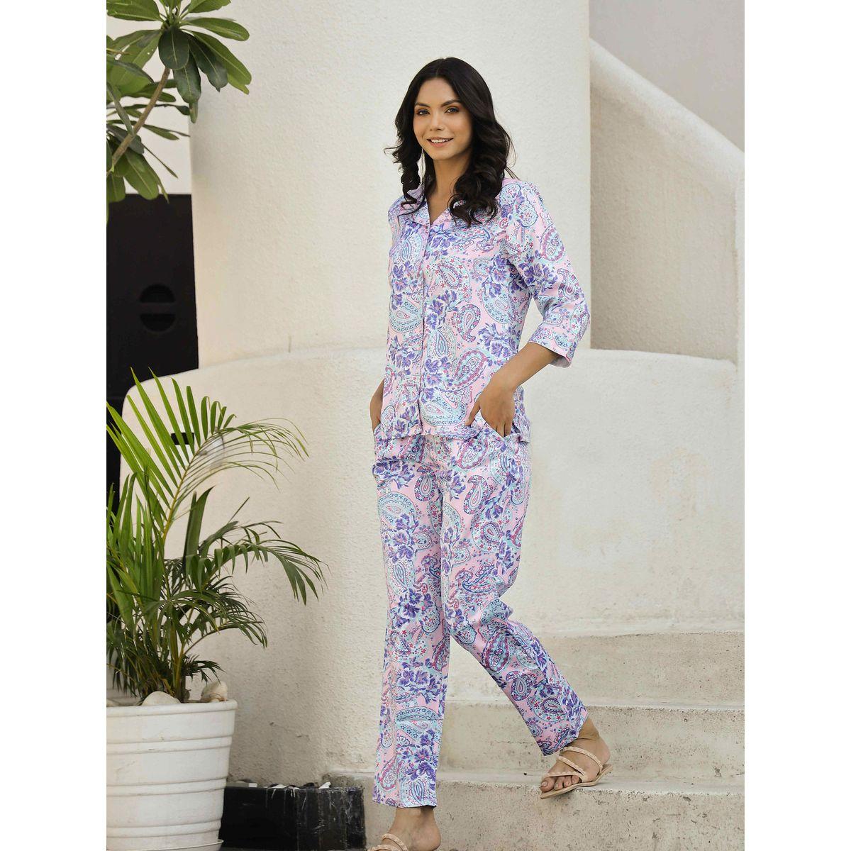 Sanskrutihomes X Styli  Floral Print 3/4 Sleeves Shirt & Pyjama Set-women-clothing-nightwear-pyjamas-longsets-image-3