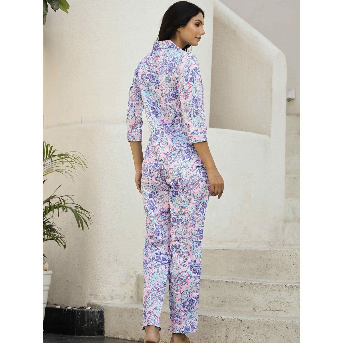 Sanskrutihomes X Styli  Floral Print 3/4 Sleeves Shirt & Pyjama Set-women-clothing-nightwear-pyjamas-longsets-image-6