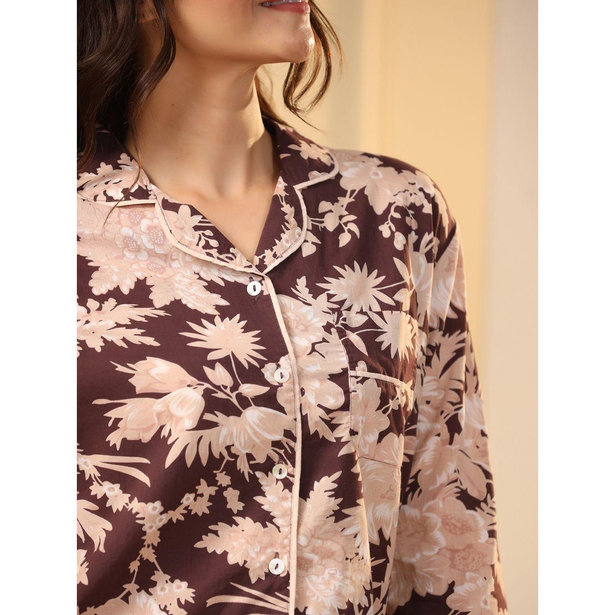 طقم من بنطال بيجاما وبلوزة بتفاصيل جيب سانسكريتي هومز × ستايلي-women-clothing-nightwear-pyjamas-longsets-image-9