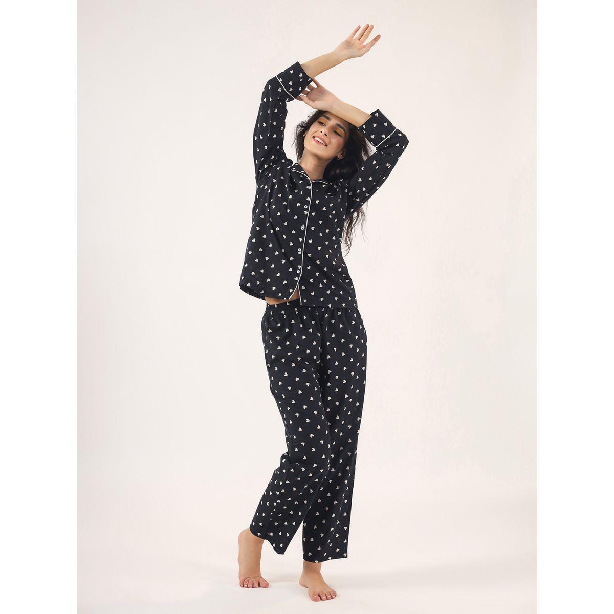 Sanskrutihomes X Styli  Heart Print Piped Detail Shirt & Pyjama Set-women-clothing-nightwear-pyjamas-longsets-image-10