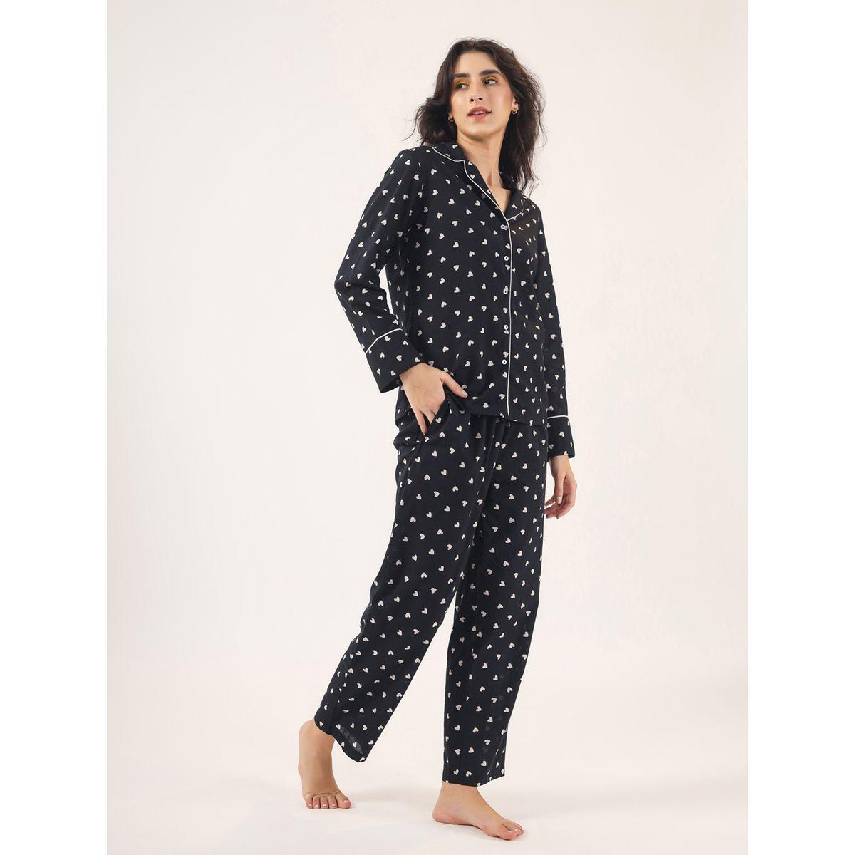 Sanskrutihomes X Styli  Heart Print Piped Detail Shirt & Pyjama Set-women-clothing-nightwear-pyjamas-longsets-image-11