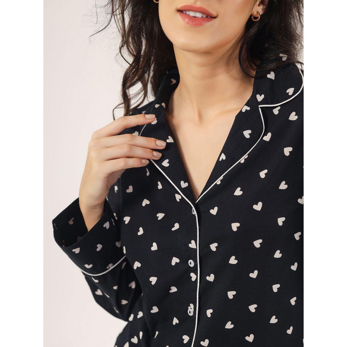 Sanskrutihomes X Styli  Heart Print Piped Detail Shirt & Pyjama Set-women-clothing-nightwear-pyjamas-longsets-image-2