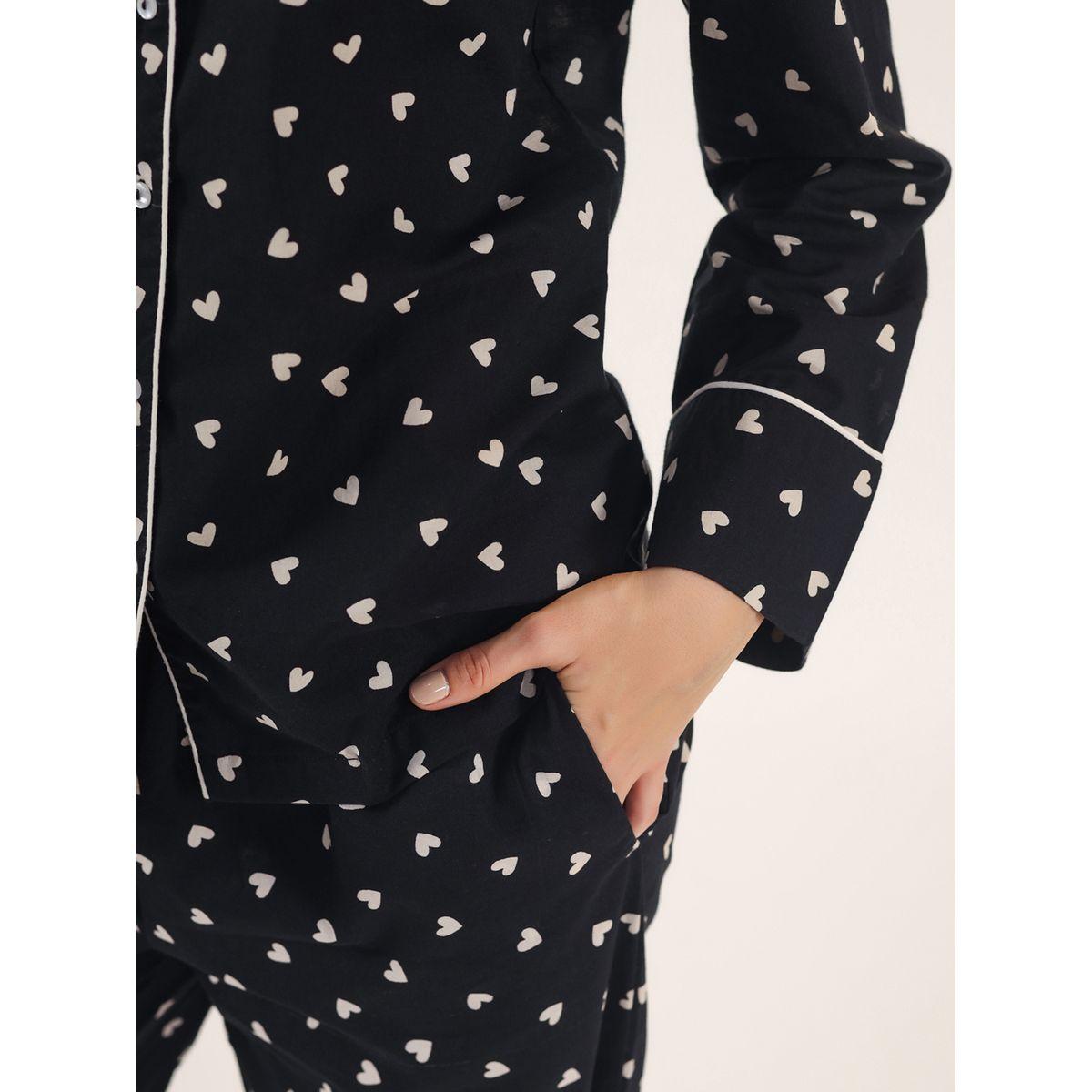 طقم من بنطال بيجاما مع بلوزة بتفاصيل محزوزة سانسكريتي هومز × ستايلي-women-clothing-nightwear-pyjamas-longsets-image-3