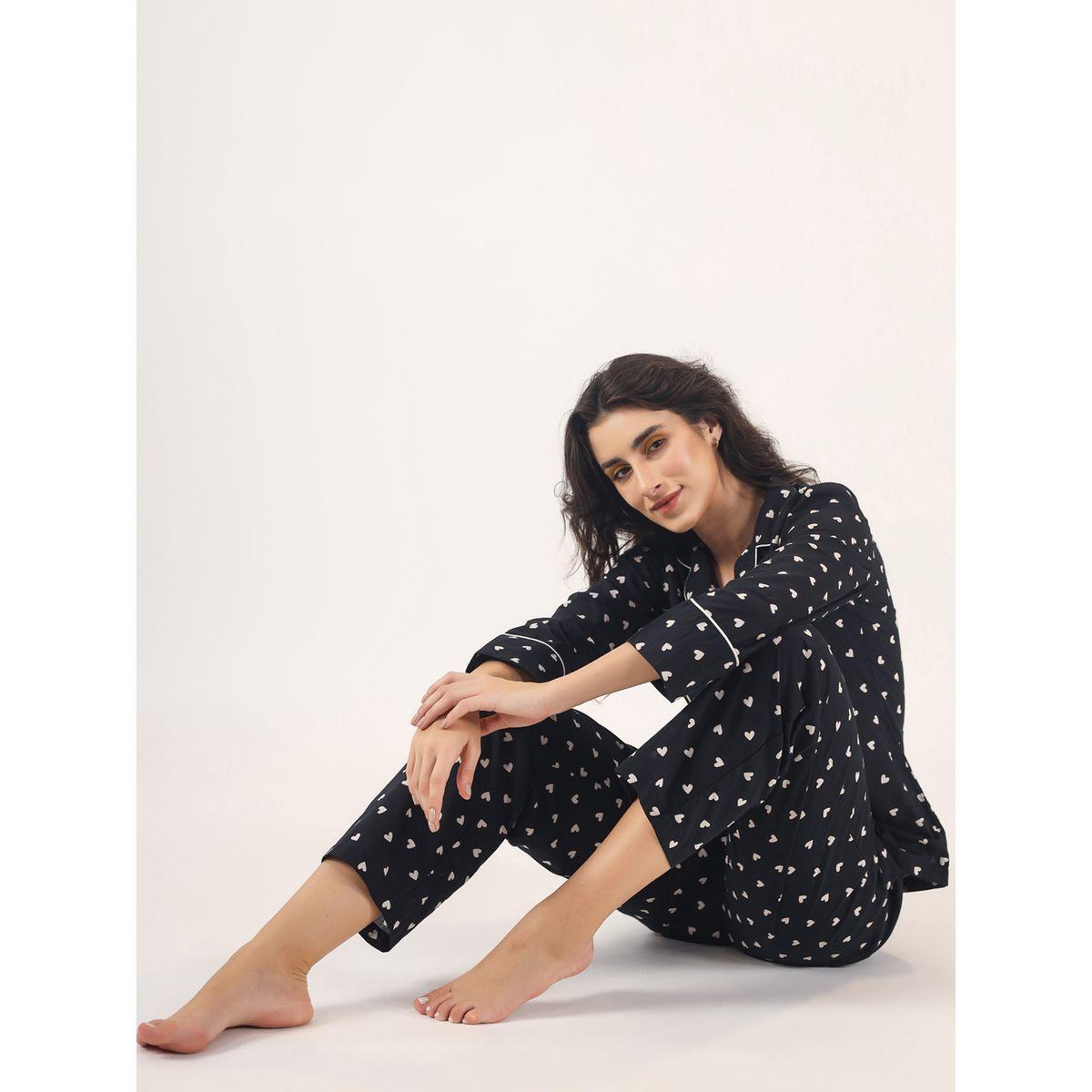 Sanskrutihomes X Styli  Heart Print Piped Detail Shirt & Pyjama Set-women-clothing-nightwear-pyjamas-longsets-image-5