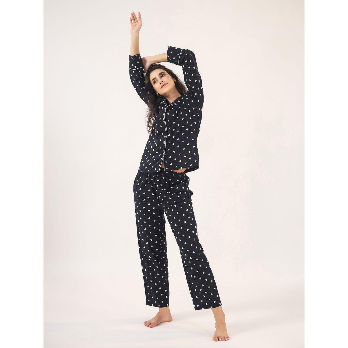 Sanskrutihomes X Styli  Heart Print Piped Detail Shirt & Pyjama Set-women-clothing-nightwear-pyjamas-longsets-image-6