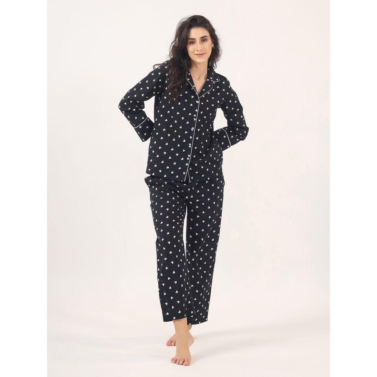 Sanskrutihomes X Styli  Heart Print Piped Detail Shirt & Pyjama Set-women-clothing-nightwear-pyjamas-longsets-image-7