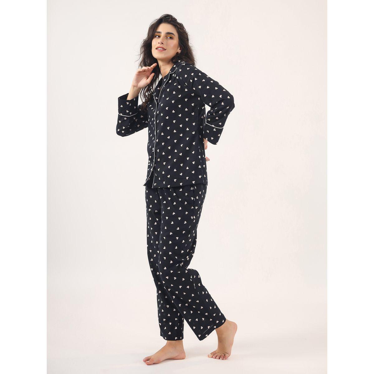 طقم من بنطال بيجاما مع بلوزة بتفاصيل محزوزة سانسكريتي هومز × ستايلي-women-clothing-nightwear-pyjamas-longsets-image-8