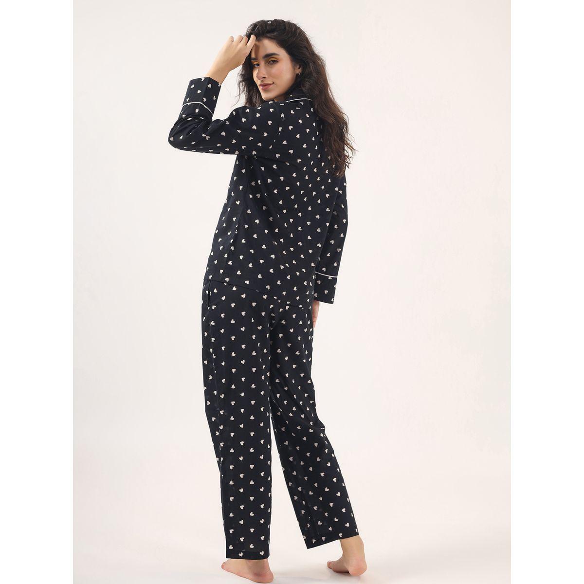 طقم من بنطال بيجاما مع بلوزة بتفاصيل محزوزة سانسكريتي هومز × ستايلي-women-clothing-nightwear-pyjamas-longsets-image-9
