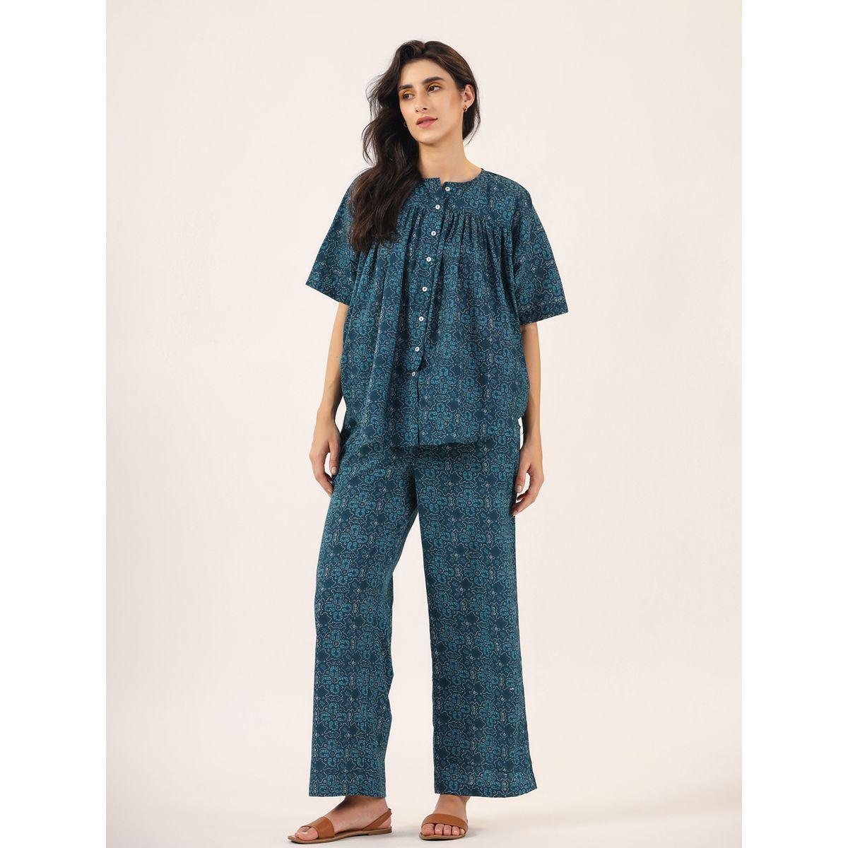 Sanskrutihomes X Styli  All Over Print Cotton Top & Straight Pyjama Set-women-clothing-nightwear-pyjamas-longsets-image-1