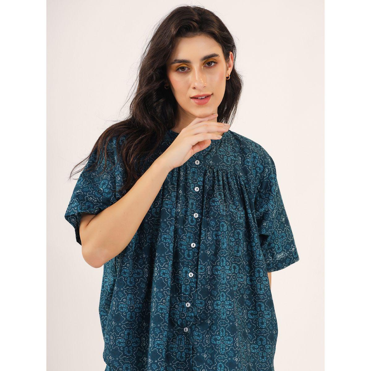 Sanskrutihomes X Styli  All Over Print Cotton Top & Straight Pyjama Set-women-clothing-nightwear-pyjamas-longsets-image-2