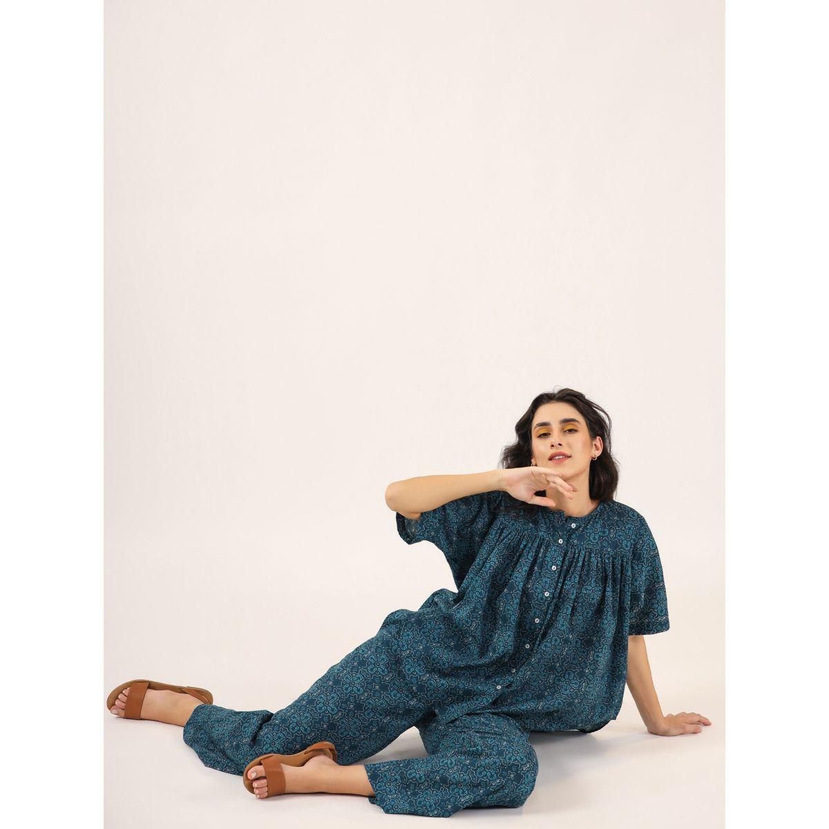 Sanskrutihomes X Styli  All Over Print Cotton Top & Straight Pyjama Set-women-clothing-nightwear-pyjamas-longsets-image-7
