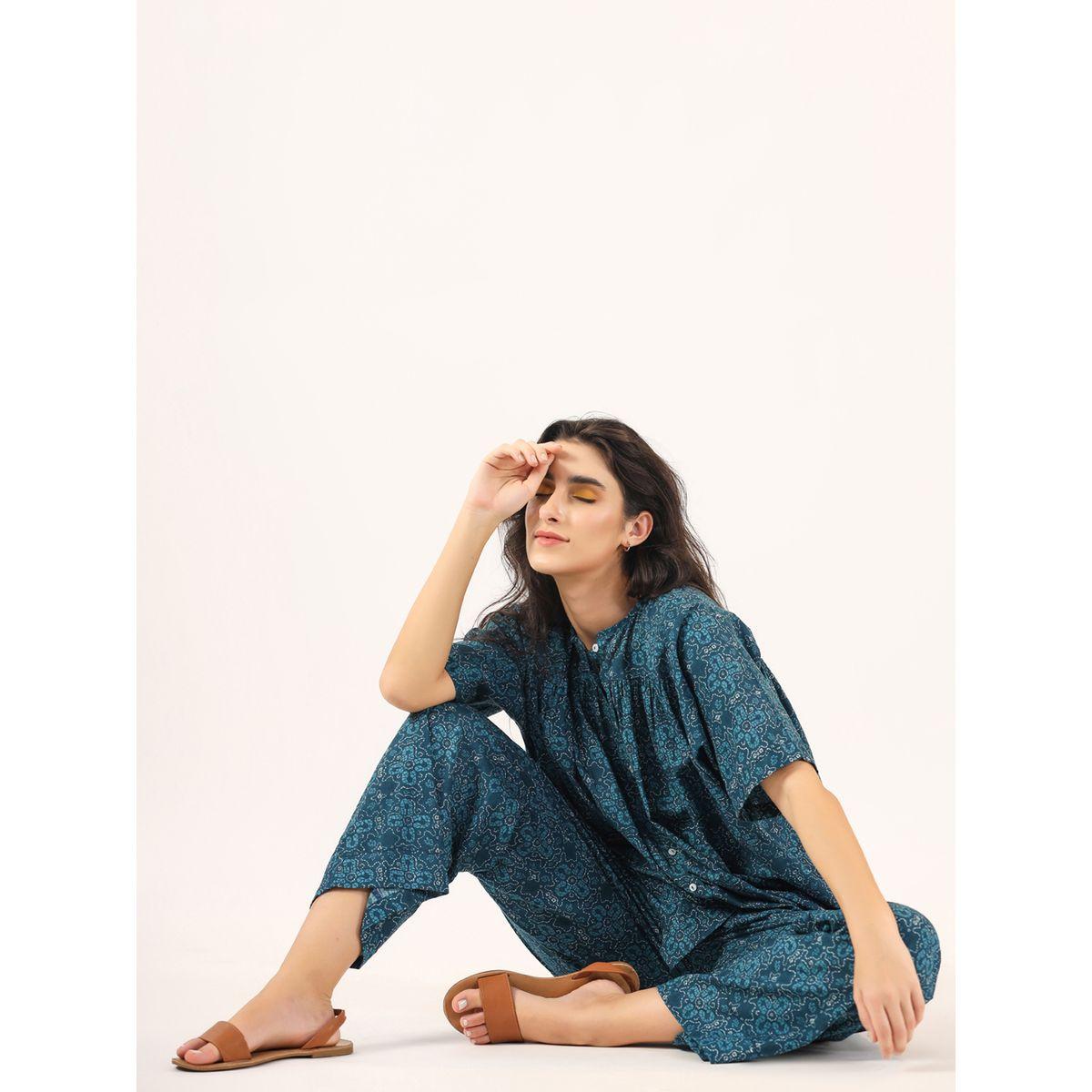 Sanskrutihomes X Styli  All Over Print Cotton Top & Straight Pyjama Set-women-clothing-nightwear-pyjamas-longsets-image-8