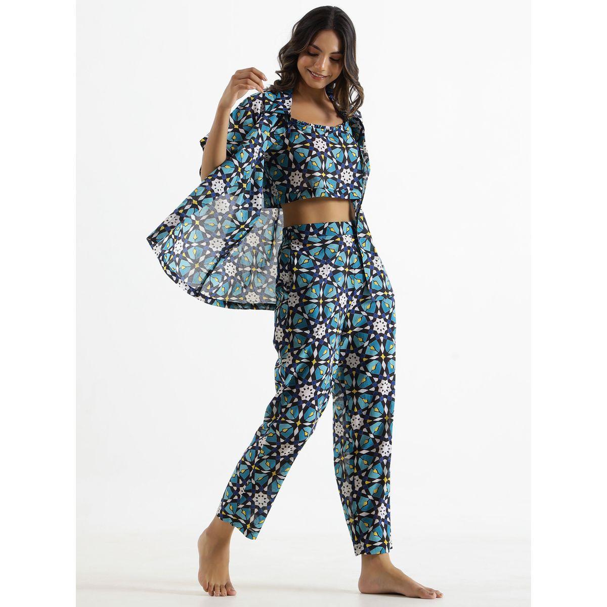 طقم من 3 - بلوزة وبنطال مع بلوزة قصيرة سانسكريتي هومز × ستايلي-women-clothing-nightwear-pyjamas-longsets-image-3