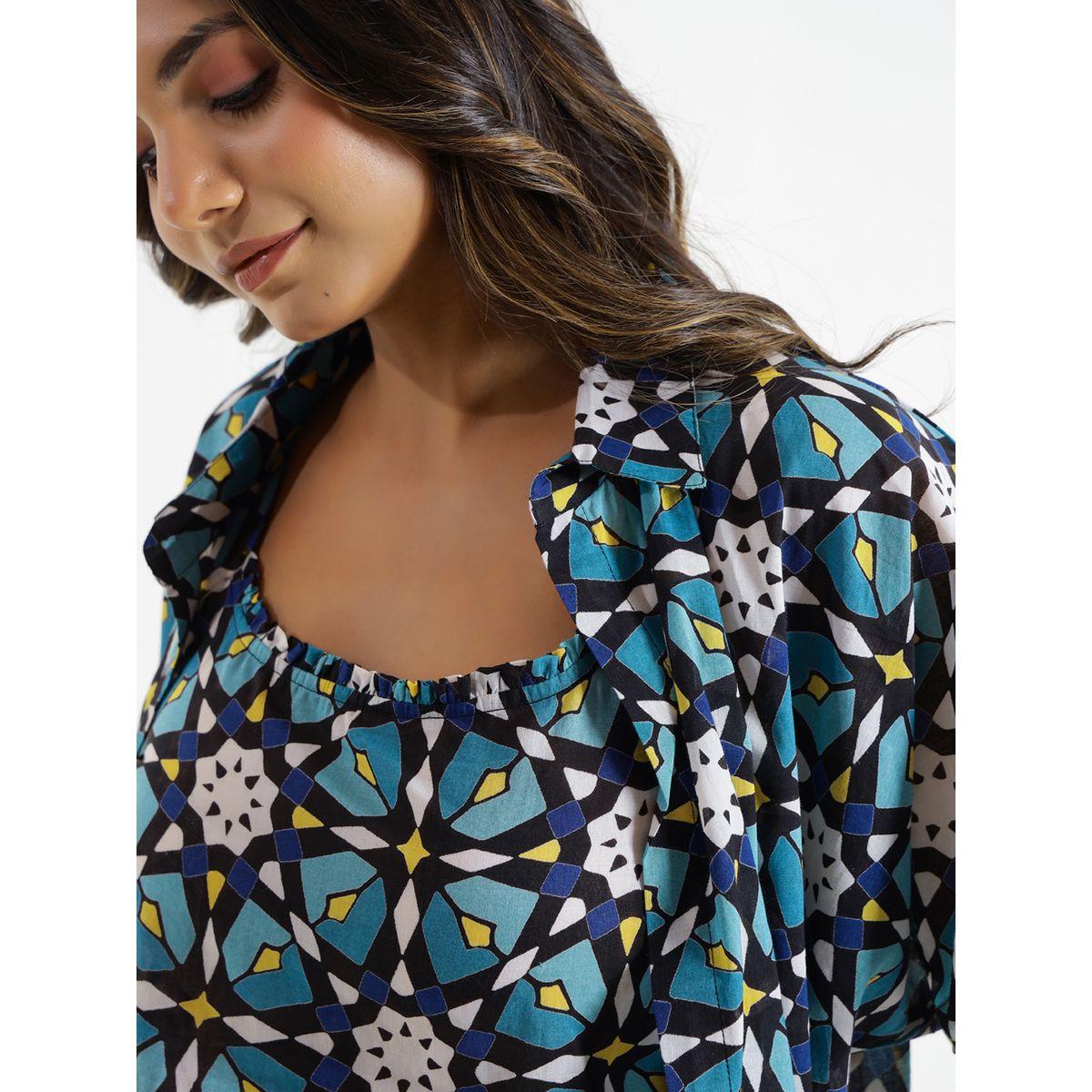 Sanskrutihomes X Styli  Pack of 3 - Geo Print Crop Top, Shirt & Pyjama-women-clothing-nightwear-pyjamas-longsets-image-7