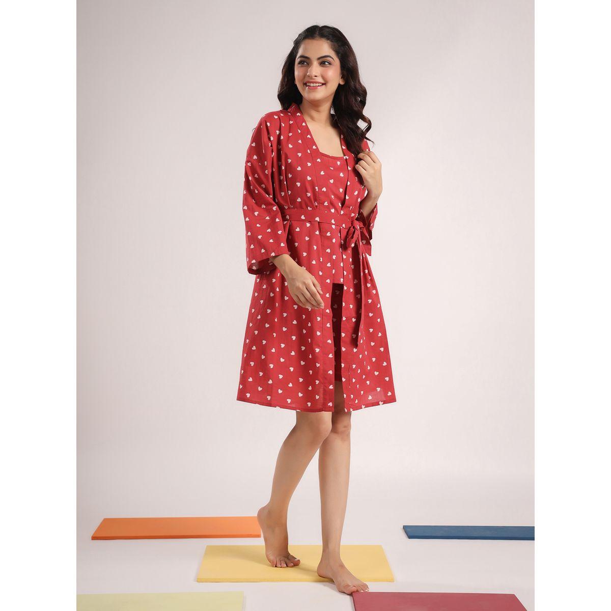 طقم من 4 - بلوزة كامي وبنطال مع شورت وروب سانسكريتي هومز × ستايلي-women-clothing-nightwear-pyjamas-longsets-image-13