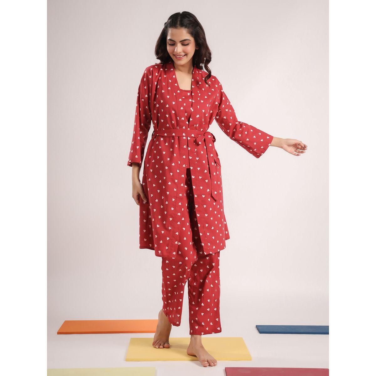 طقم من 4 - بلوزة كامي وبنطال مع شورت وروب سانسكريتي هومز × ستايلي-women-clothing-nightwear-pyjamas-longsets-image-9