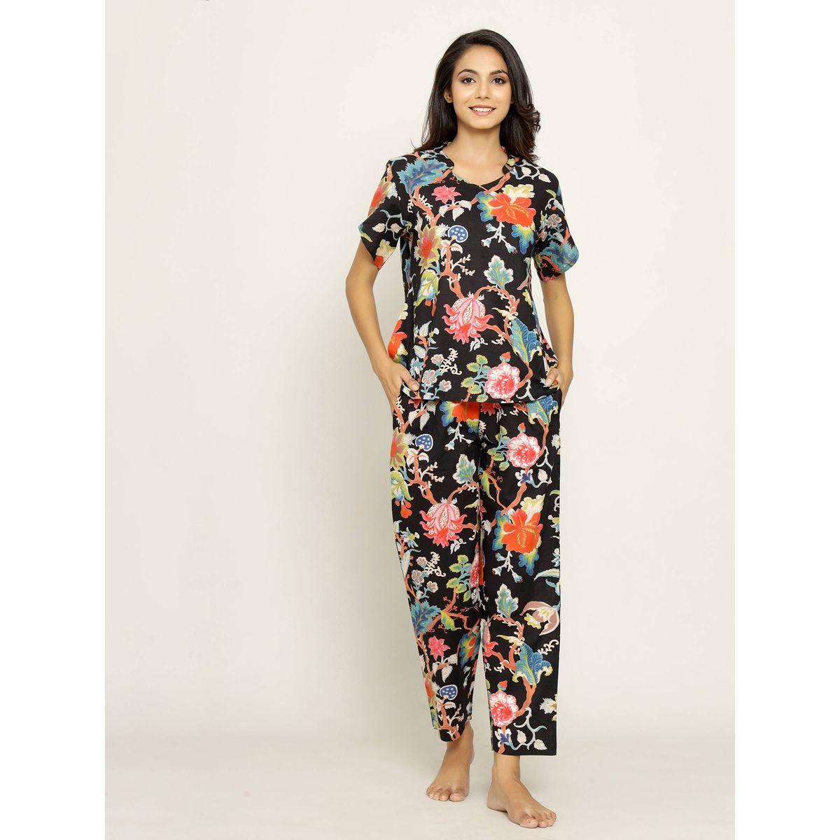 Sanskrutihomes X Styli  Floral Print Round Neck Top & Pyjama Set-women-clothing-nightwear-pyjamas-longsets-image-1