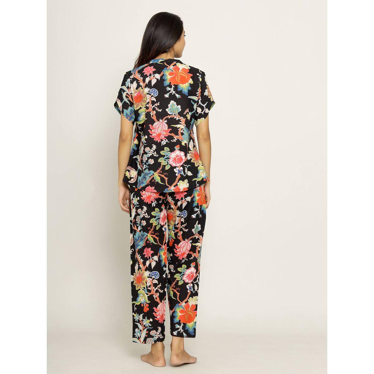 Sanskrutihomes X Styli  Floral Print Round Neck Top & Pyjama Set-women-clothing-nightwear-pyjamas-longsets-image-2