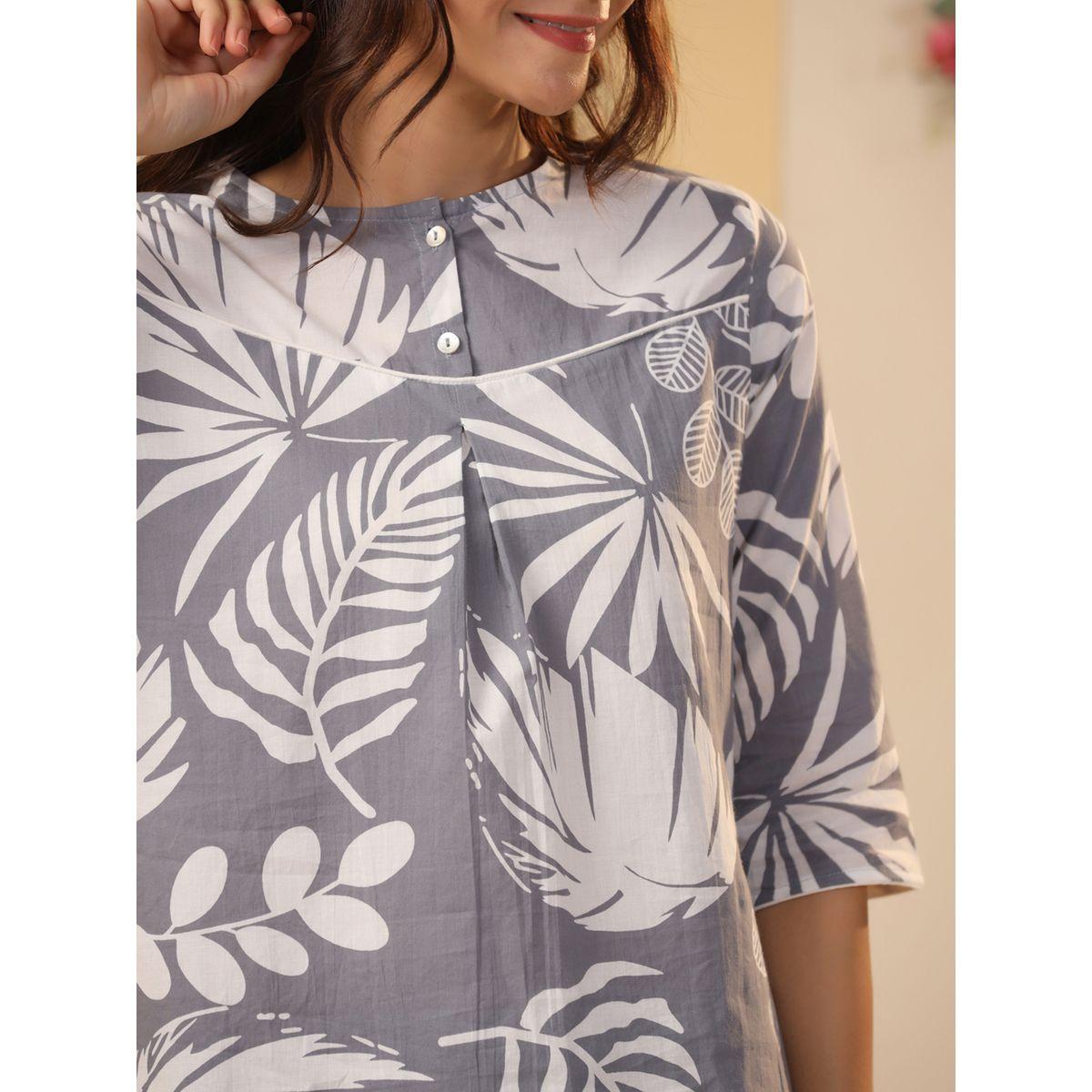 Sanskrutihomes X Styli  Tropical Print Cotton Top & Pyjama Set-women-clothing-nightwear-pyjamas-longsets-image-8