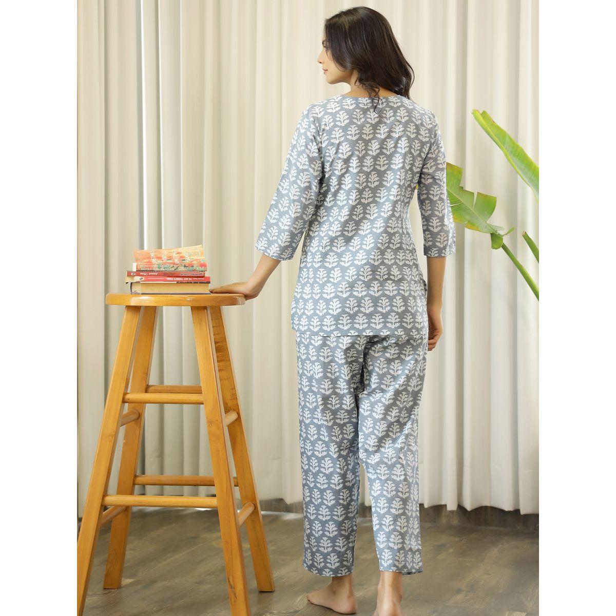 Sanskrutihomes X Styli  Notch Neck Printed Cotton Shirt & Pyjama Set-women-clothing-nightwear-pyjamas-longsets-image-4