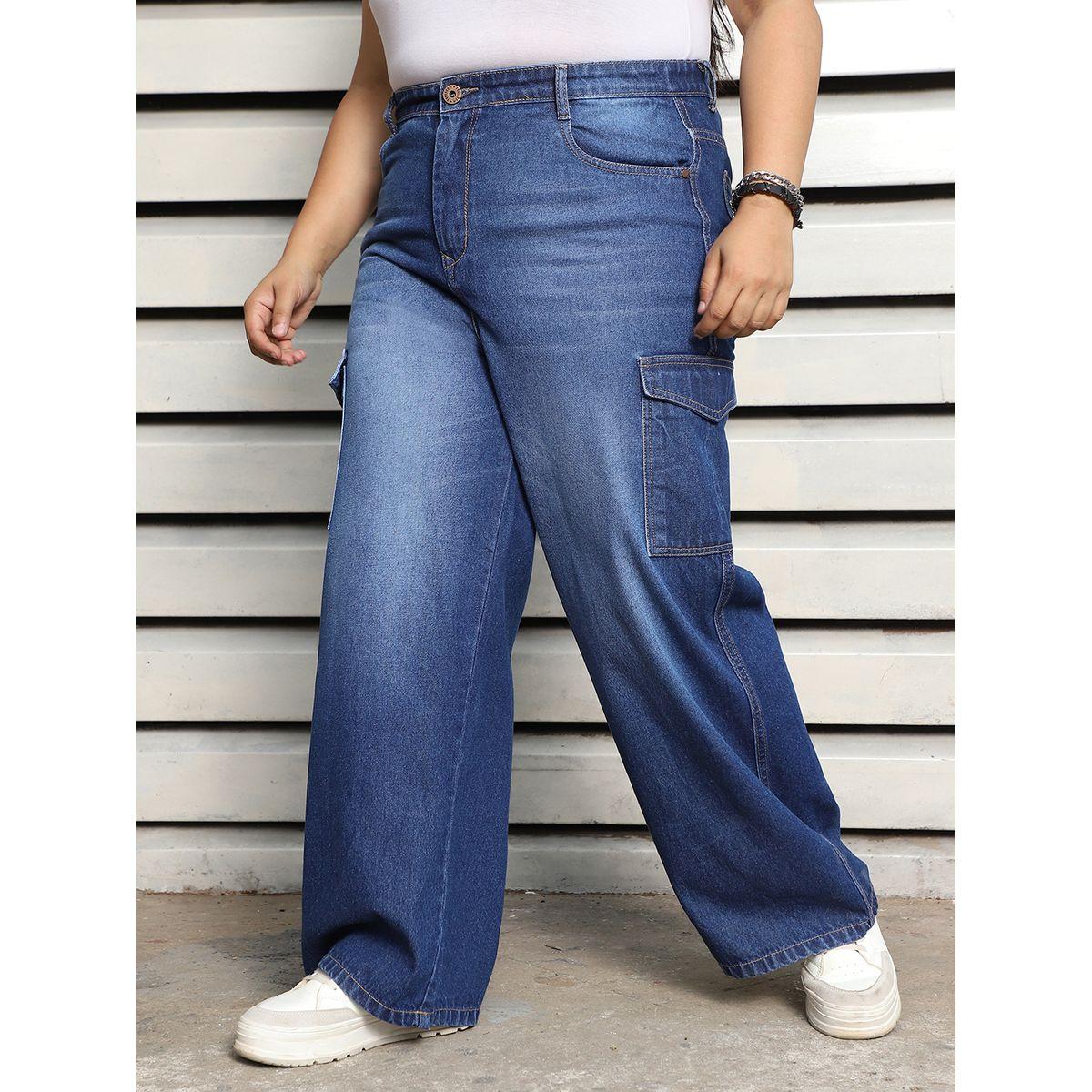 جينز كارجو بمقاس كبير وأرجل واسعة هاي ستار × ستايلي-women-clothing-bottoms-jeans-image-2