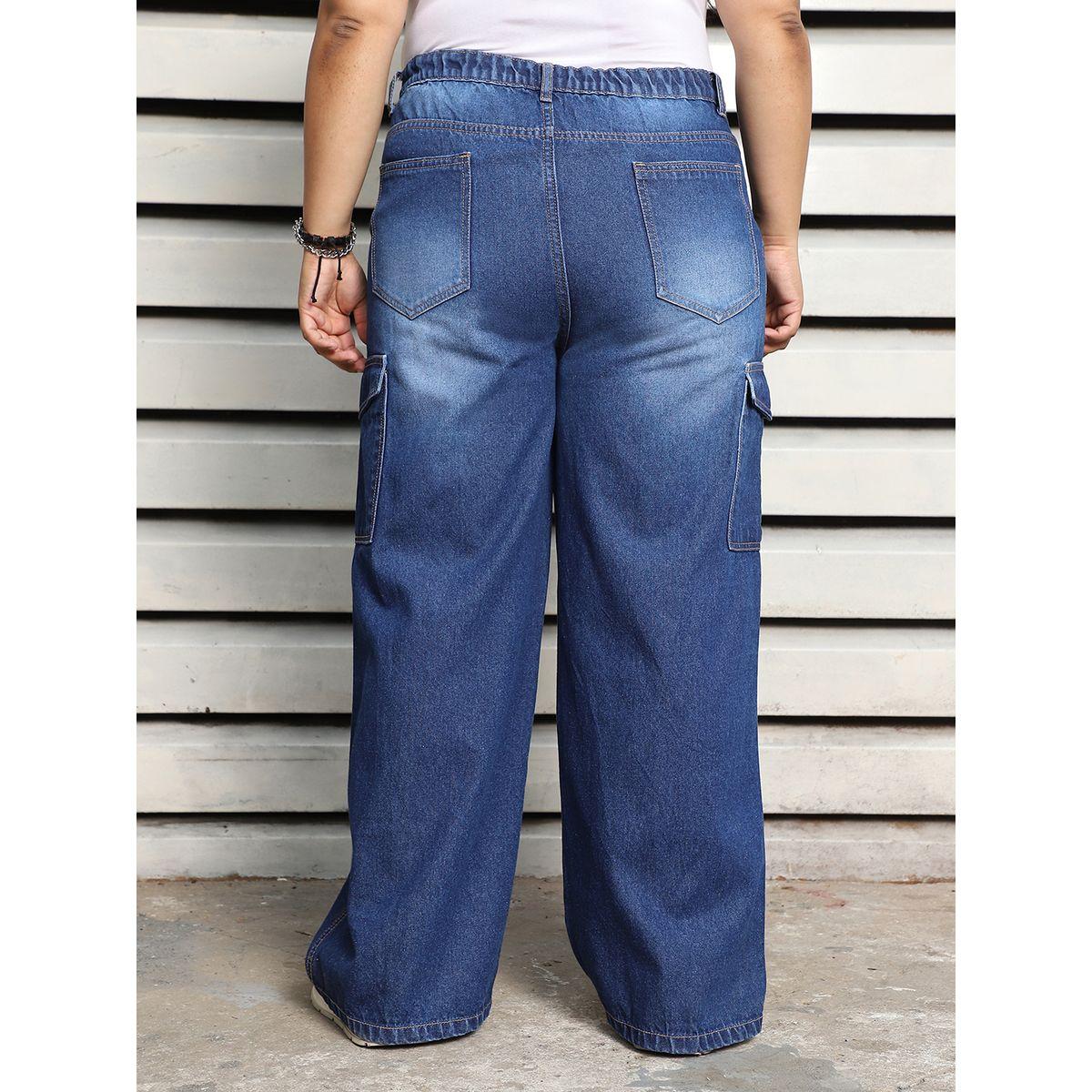 High Star X Styli  Plus Size Wide Leg Faded Cargo Jeans-women-clothing-bottoms-jeans-image-3