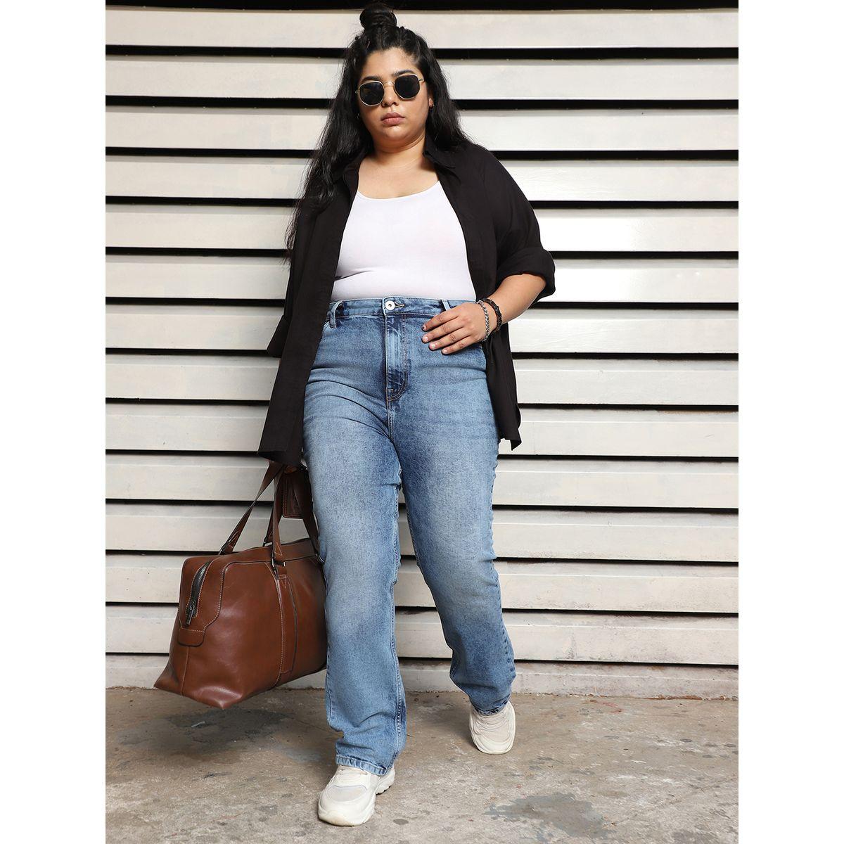 High Star X Styli  Plus Size High Rise Faded Jeans-women-clothing-bottoms-jeans-image-7