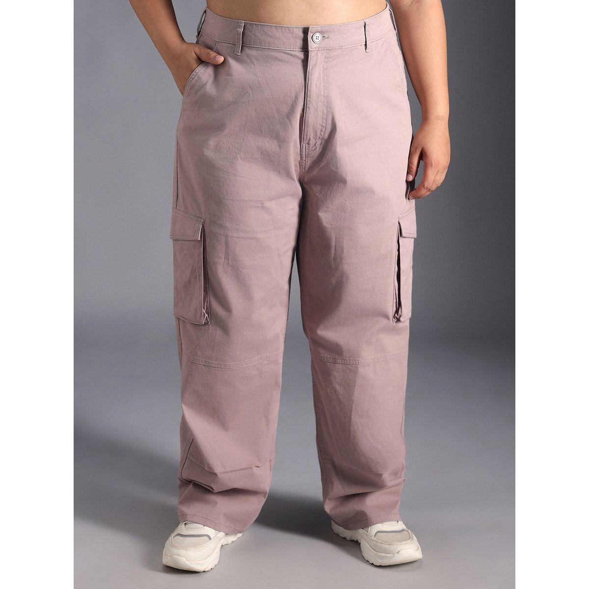 بنطال كارجو بمقاس كبير وأرجل مستقيمة هاي ستار × ستايلي-women-clothing-bottoms-trousers-image-1