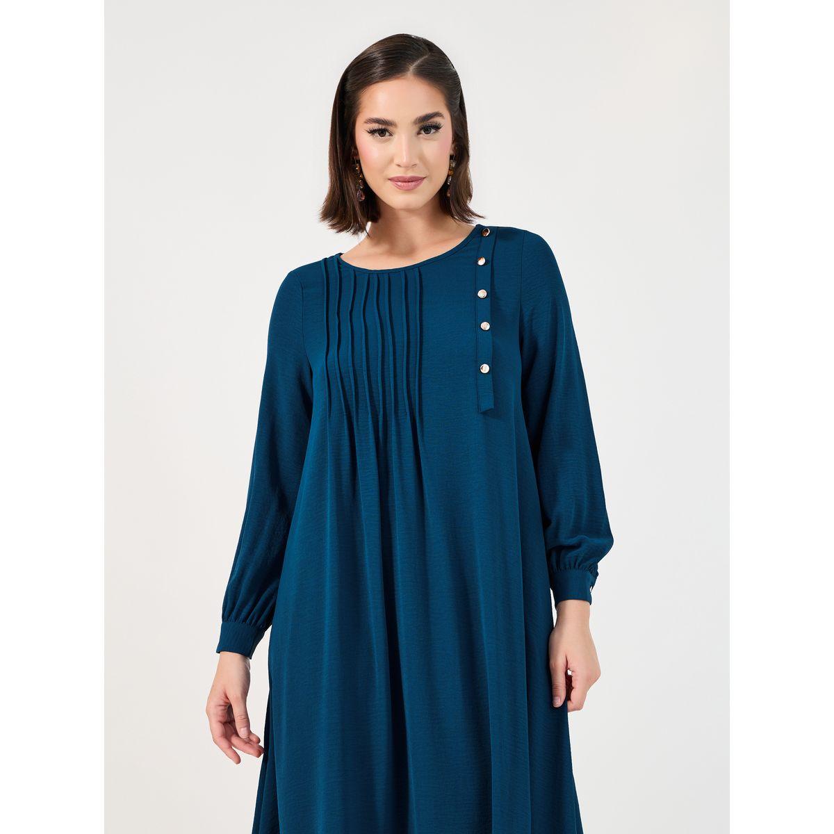 جلابية بتفاصيل محزوزة وأزرار-women-arabicclothing-jalabiyas-image-5