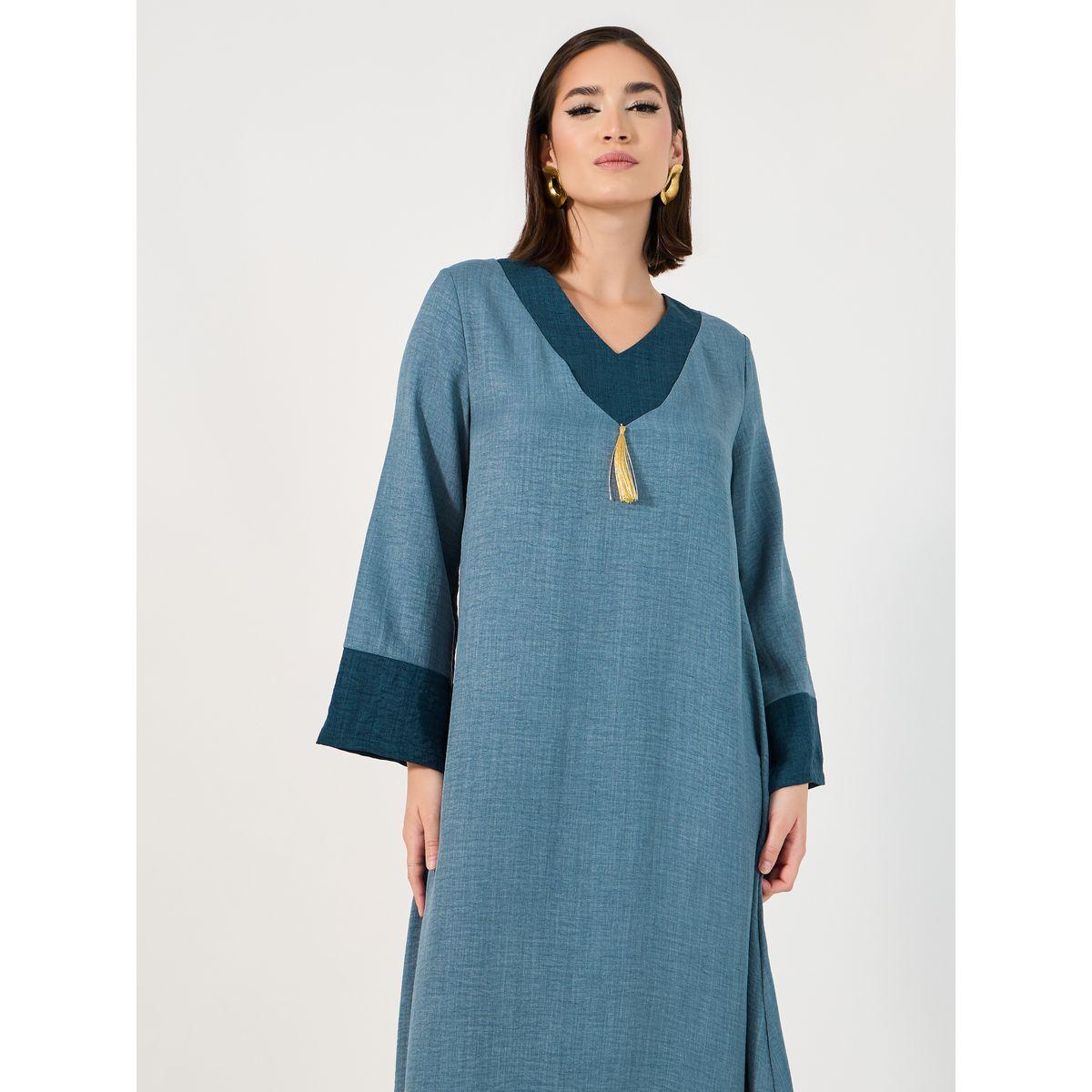 جلابية بتفاصيل مُتباينة وشراشيب-women-arabicclothing-jalabiyas-image-5