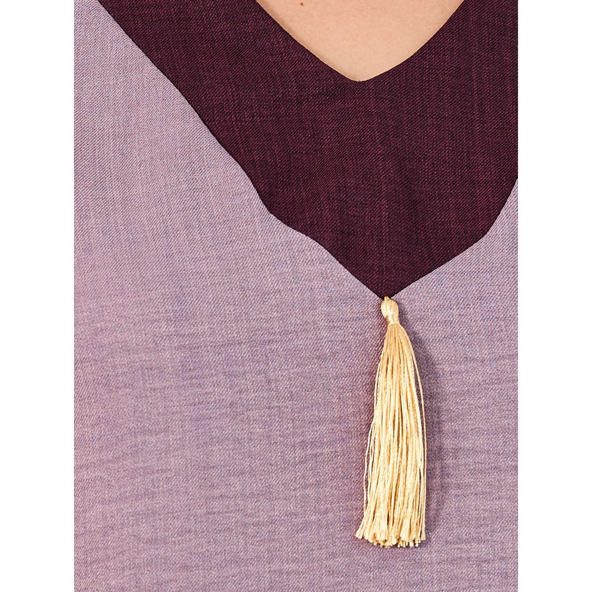 Amirah X Styli Contrast Cuff Jalabiya with Tassel Detail-women-arabicclothing-jalabiyas-image-3