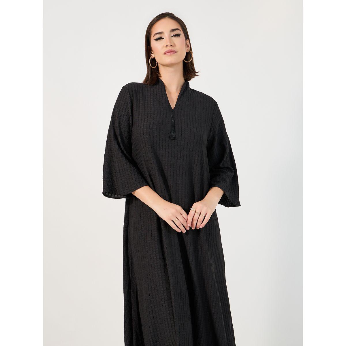 Styli Textured Jalabiya with Tassel Detail-women-arabicclothing-jalabiyas-image-2
