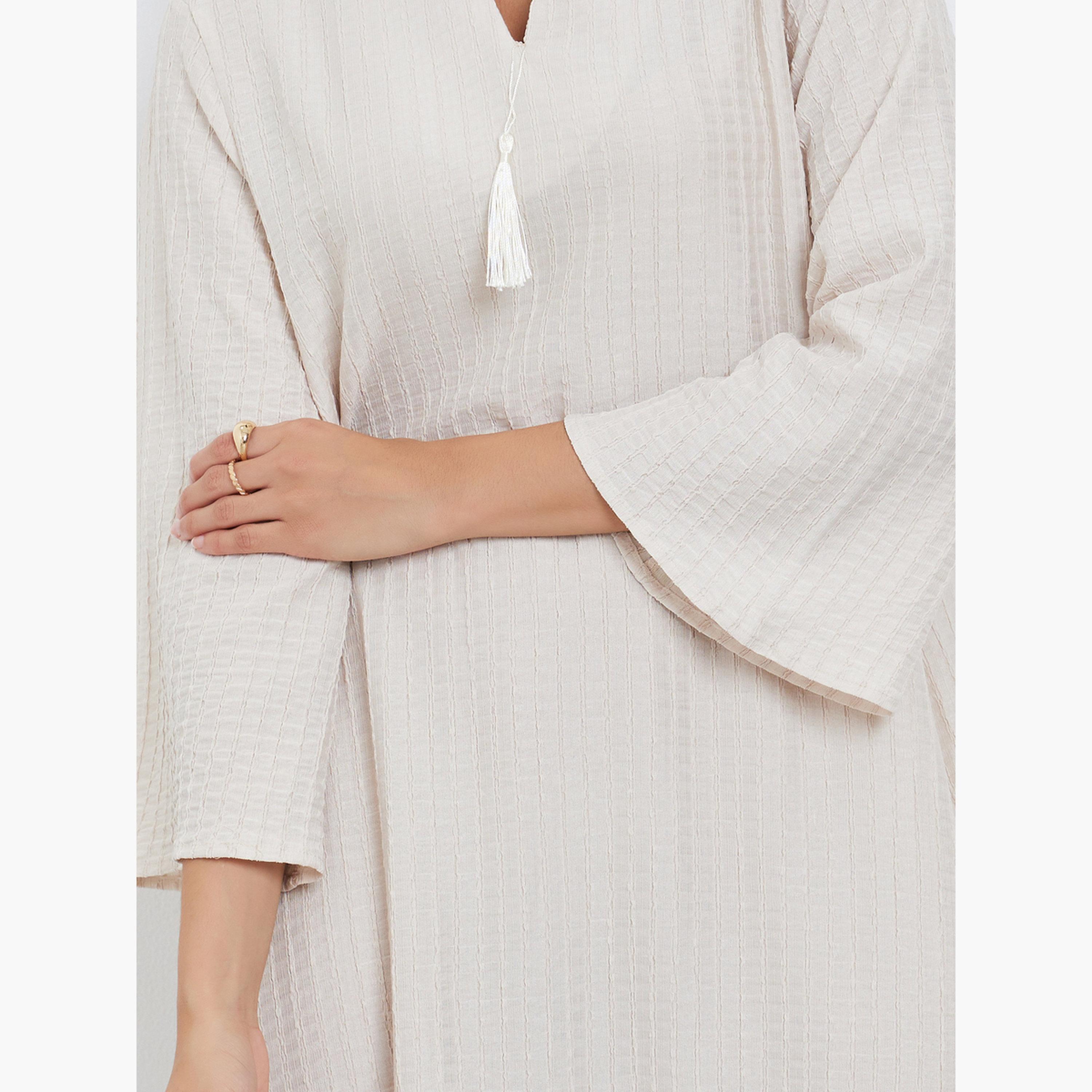 Styli Textured Jalabiya with Tassel Detail-women-arabicclothing-jalabiyas-image-4