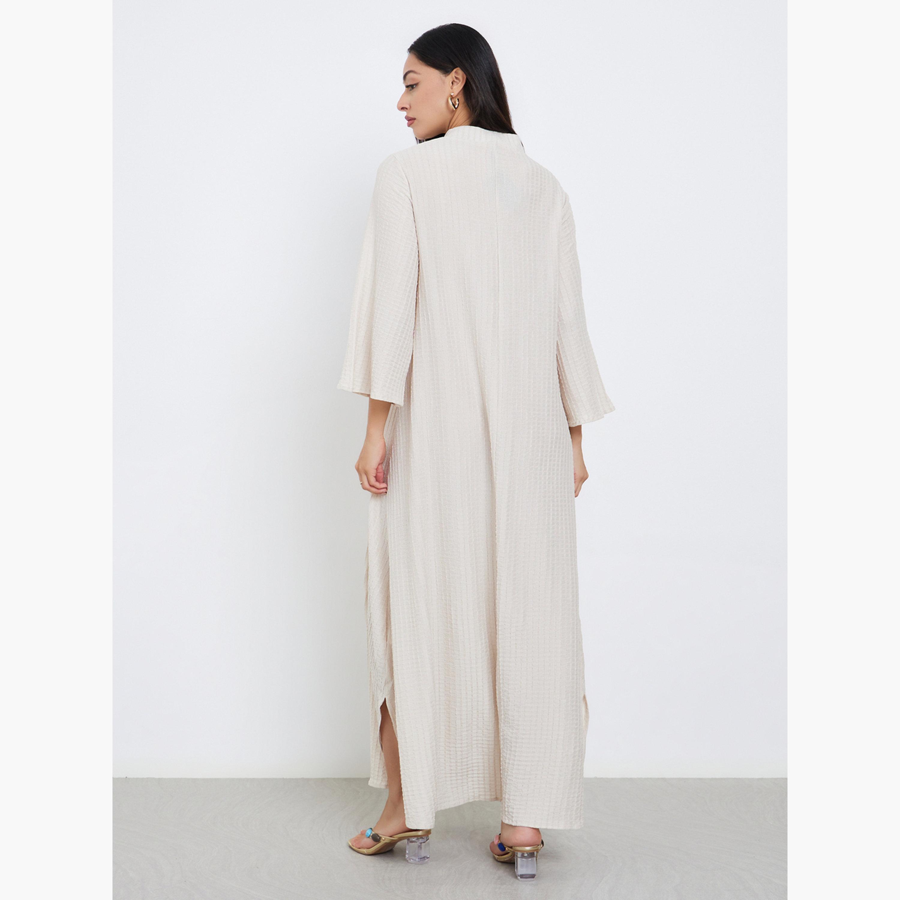 Styli Textured Jalabiya with Tassel Detail-women-arabicclothing-jalabiyas-image-5