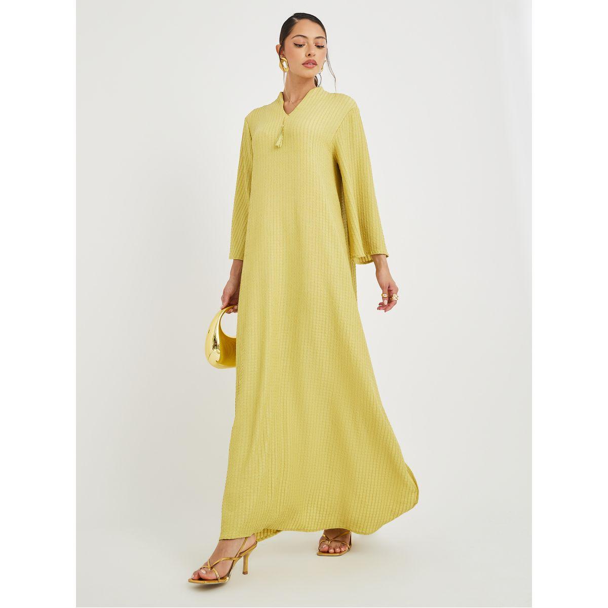 Styli Textured Jalabiya with Tassel Detail-women-arabicclothing-jalabiyas-image-1