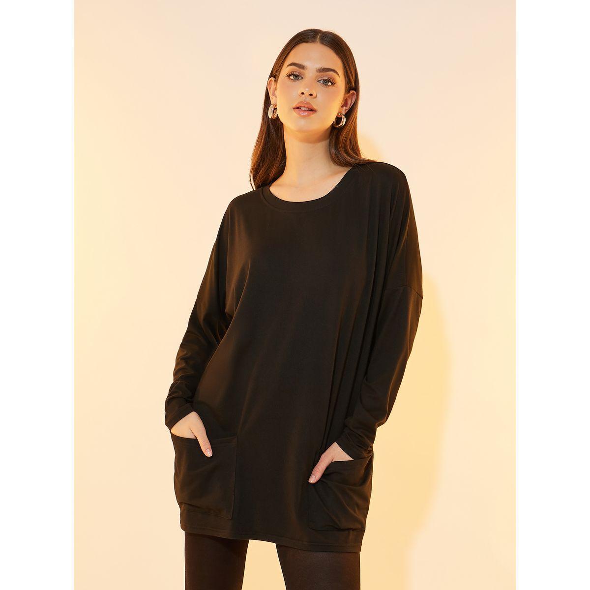 Styli Dropped Shoulder Front Pocket Knit Top-women-clothing-shirtsandblouses-blouses-image-1