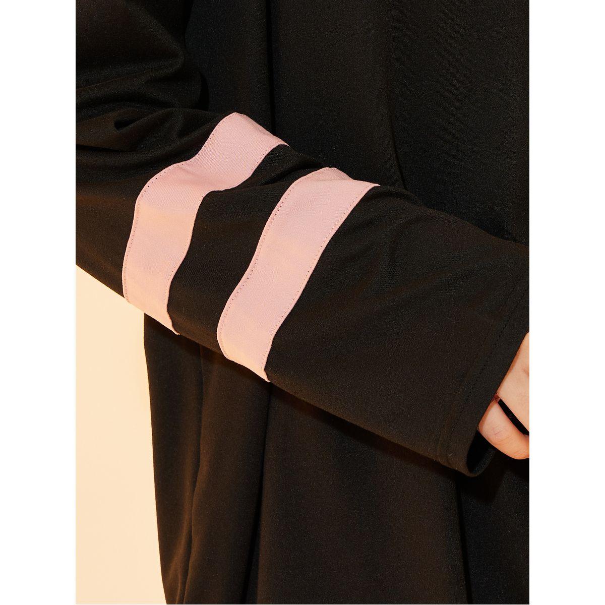 Styli Round Neck Contrast Sleeves Top-women-clothing-shirtsandblouses-blouses-image-3