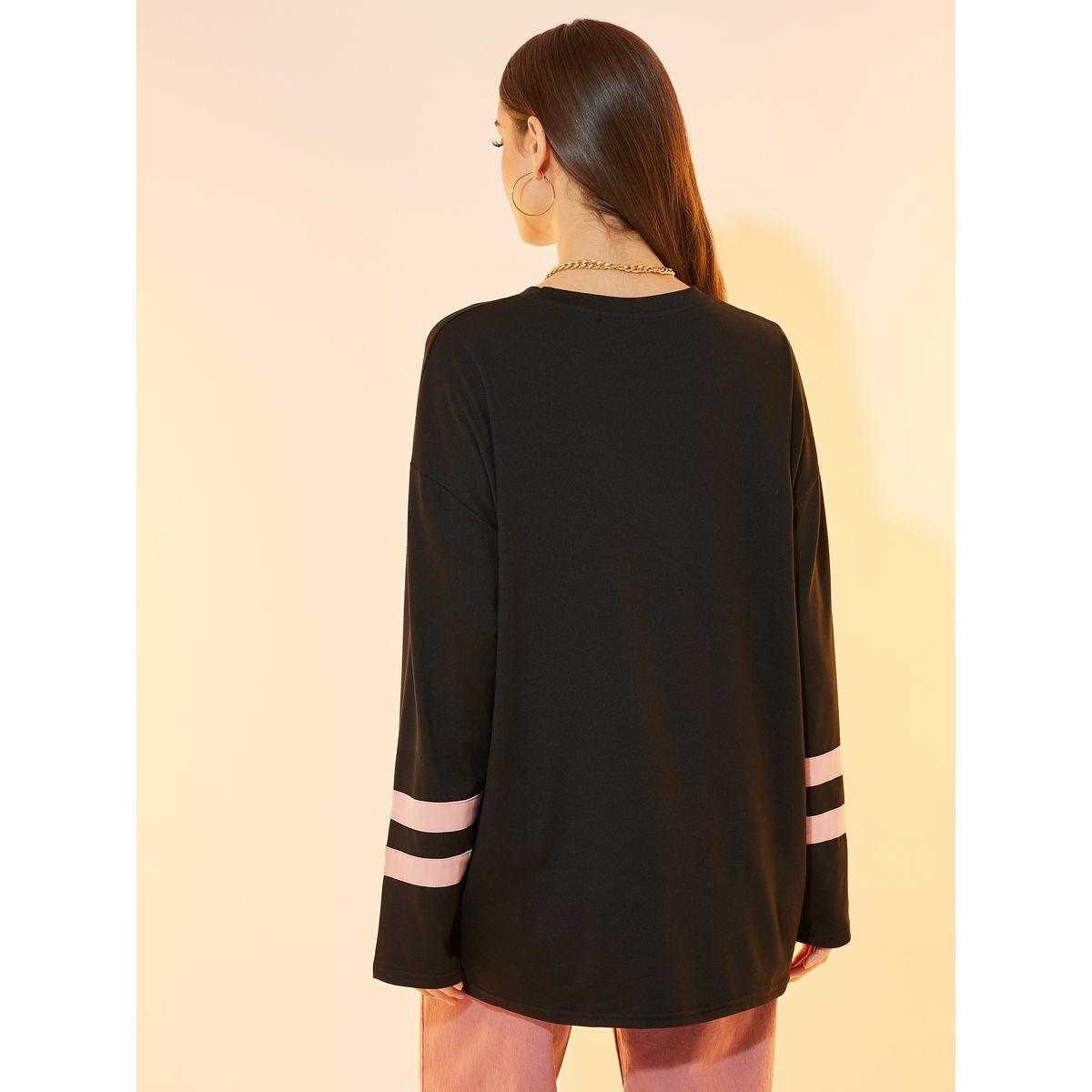 Styli Round Neck Contrast Sleeves Top-women-clothing-shirtsandblouses-blouses-image-4