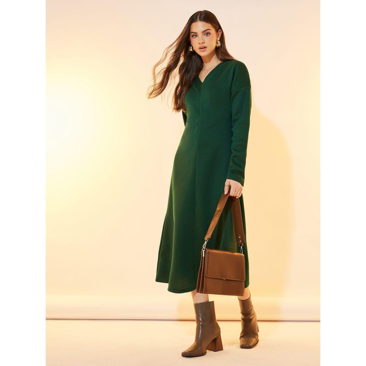 Styli V-neck Long Sleeve Midi Dress-women-clothing-dresses-image-1