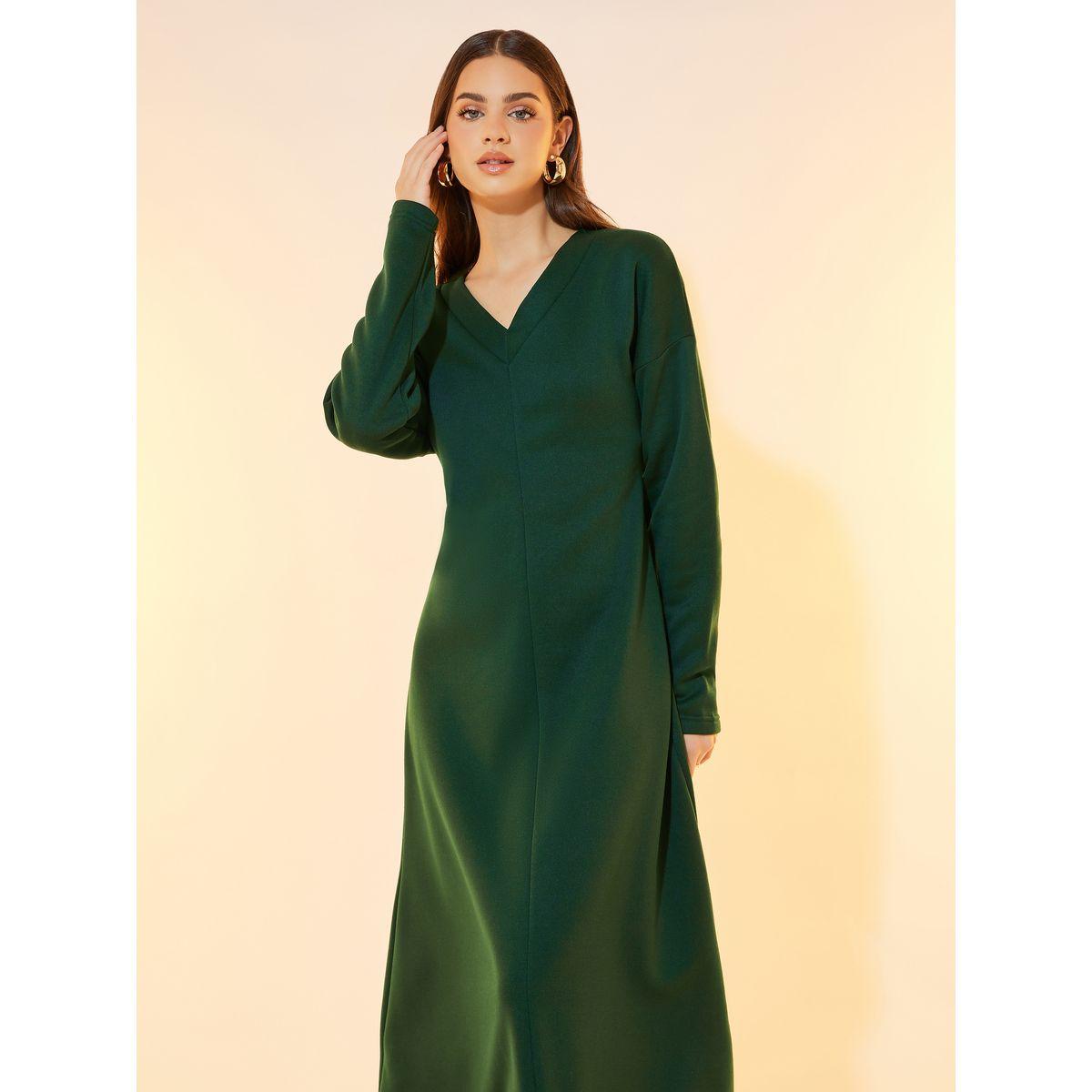 Styli V-neck Long Sleeve Midi Dress-women-clothing-dresses-image-2