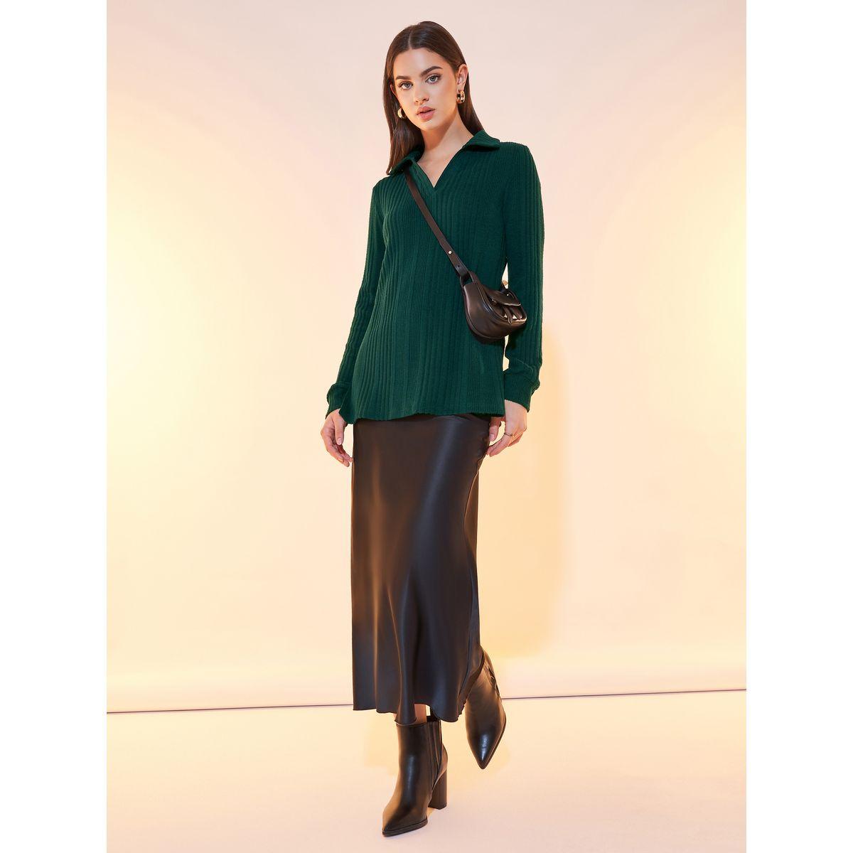 Styli Textured Knit Polo Neck Top-women-clothing-tshirts-image-2