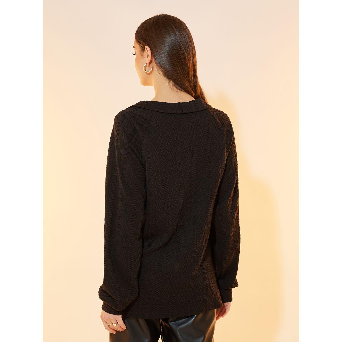 Styli Textured Knit Button Detail Top-women-clothing-shirtsandblouses-blouses-image-4