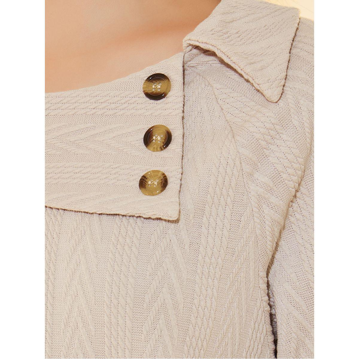 Styli Textured Knit Button Detail Top-women-clothing-shirtsandblouses-blouses-image-3