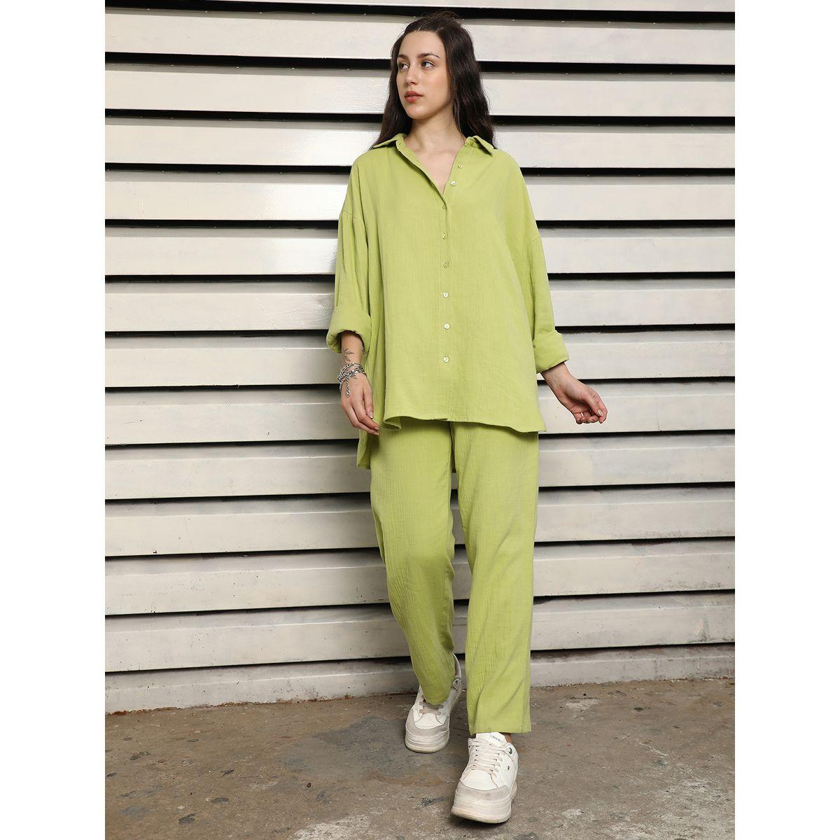 High Star X Styli  Solid Longline Shirt & Pants Co-Ords-women-clothing-coordsets-image-1