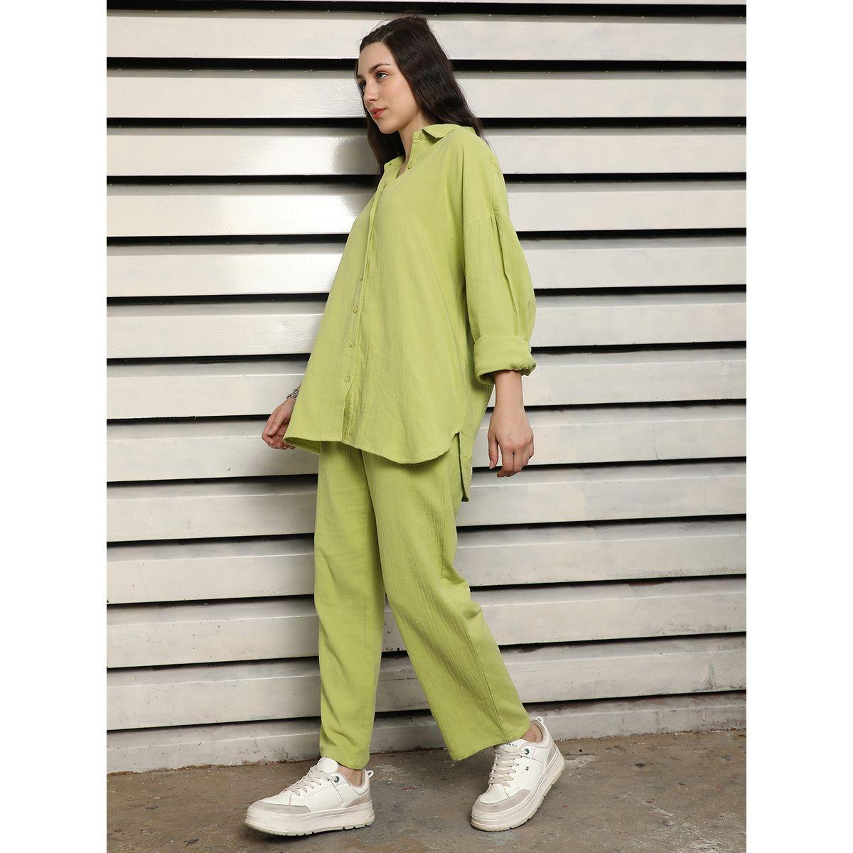 High Star X Styli  Solid Longline Shirt & Pants Co-Ords-women-clothing-coordsets-image-2