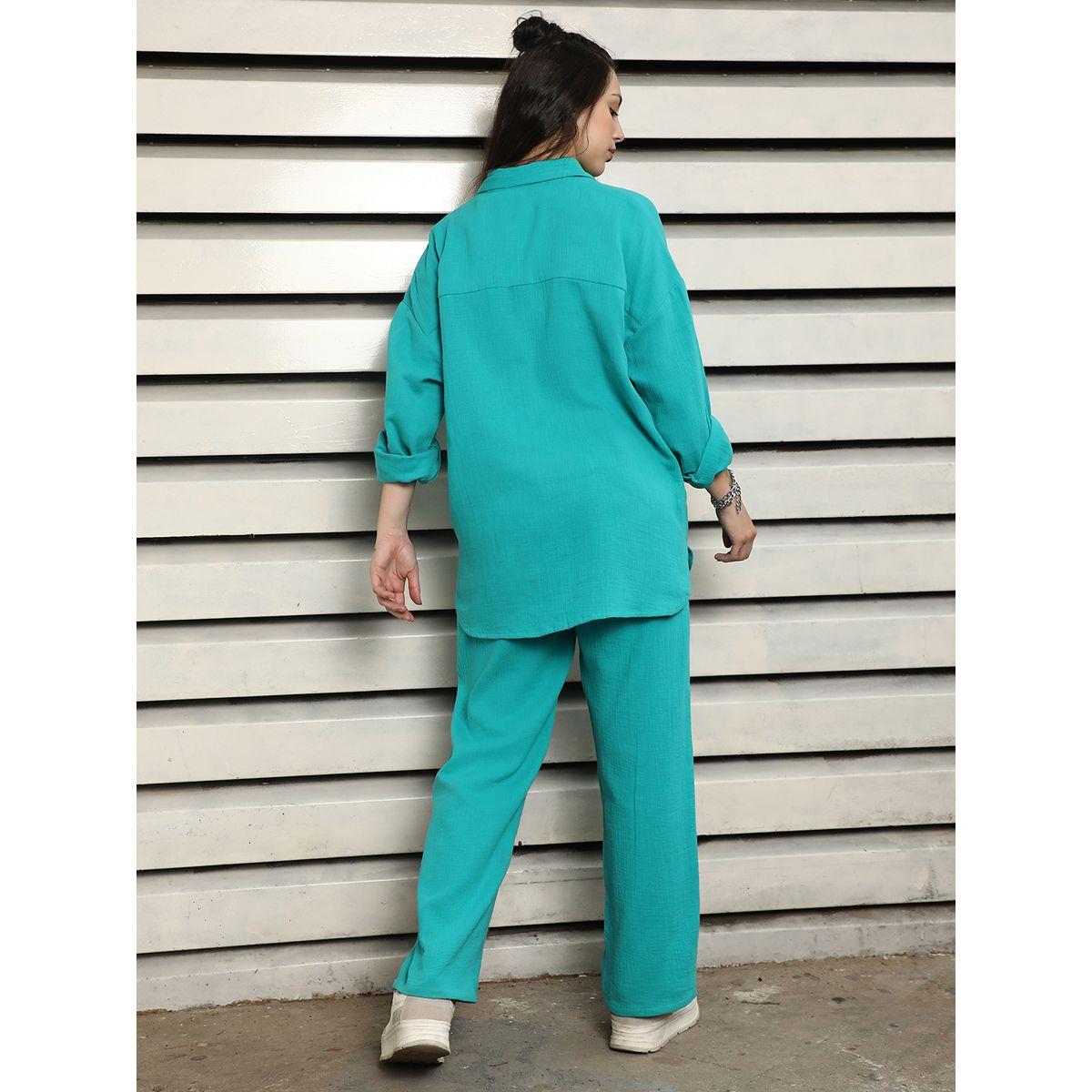 High Star X Styli  Solid Longline Shirt & Pants Co-Ords-women-clothing-coordsets-image-4